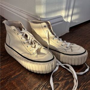 Diesel Platform High-Top Canvas Sneakers – Off-White